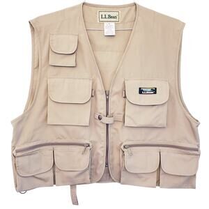 NWT L.L. BEAN Fishing Vest Size XL ~ Style H428 w/ Multiple Pockets in Khaki